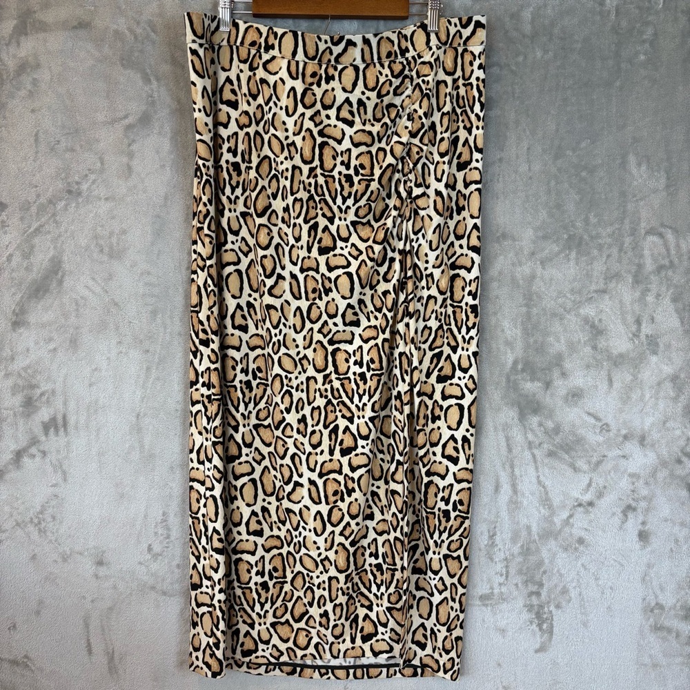 Lane Bryant Leopard Print Maxi Stretch Ruched Wmn’s Skirt Sz 18/20